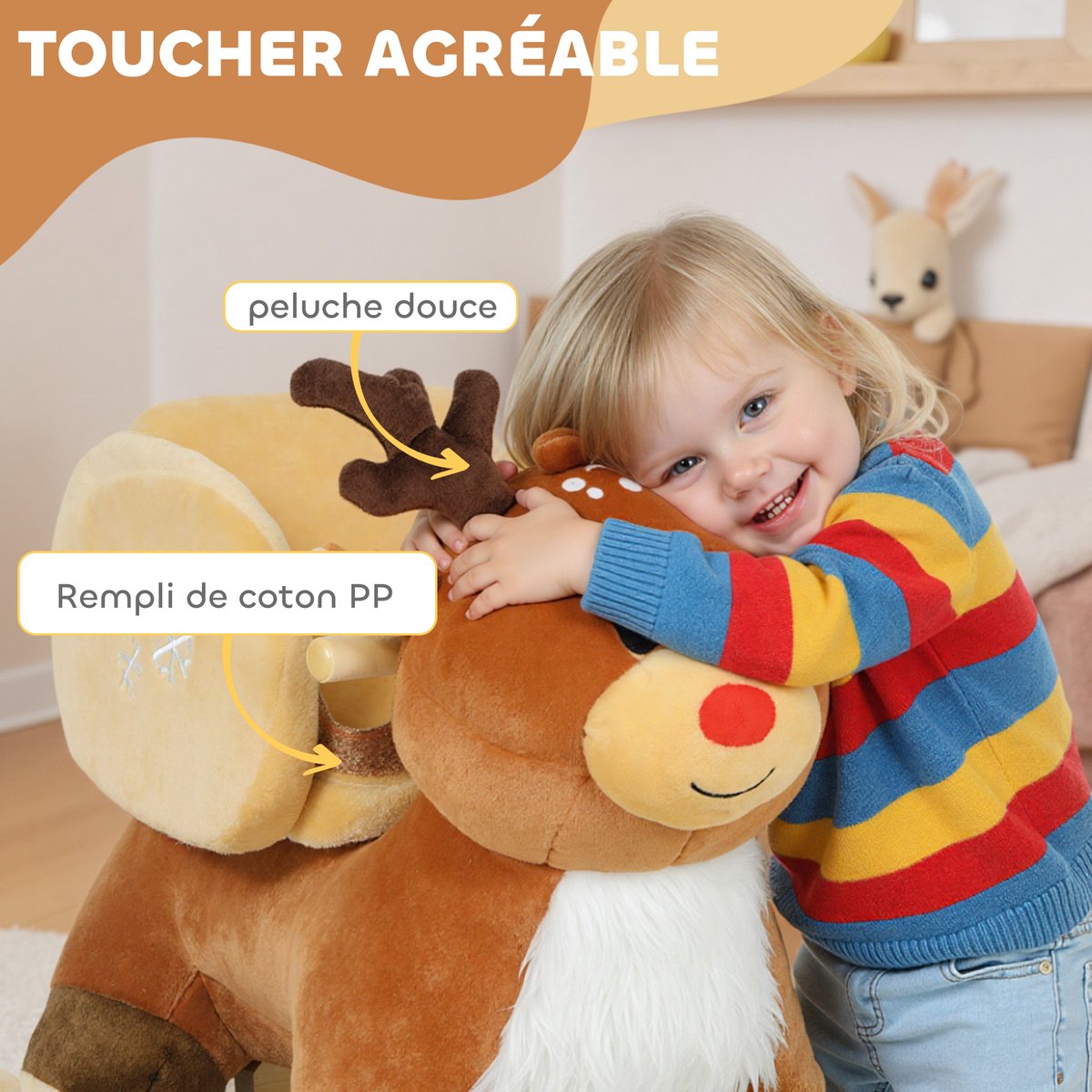 Cheval à bascule pour enfants Polyester marron, AIYAPLAY