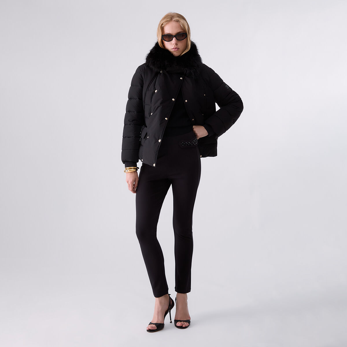 Blouson matelassé avec ceinture noir, LIU JO