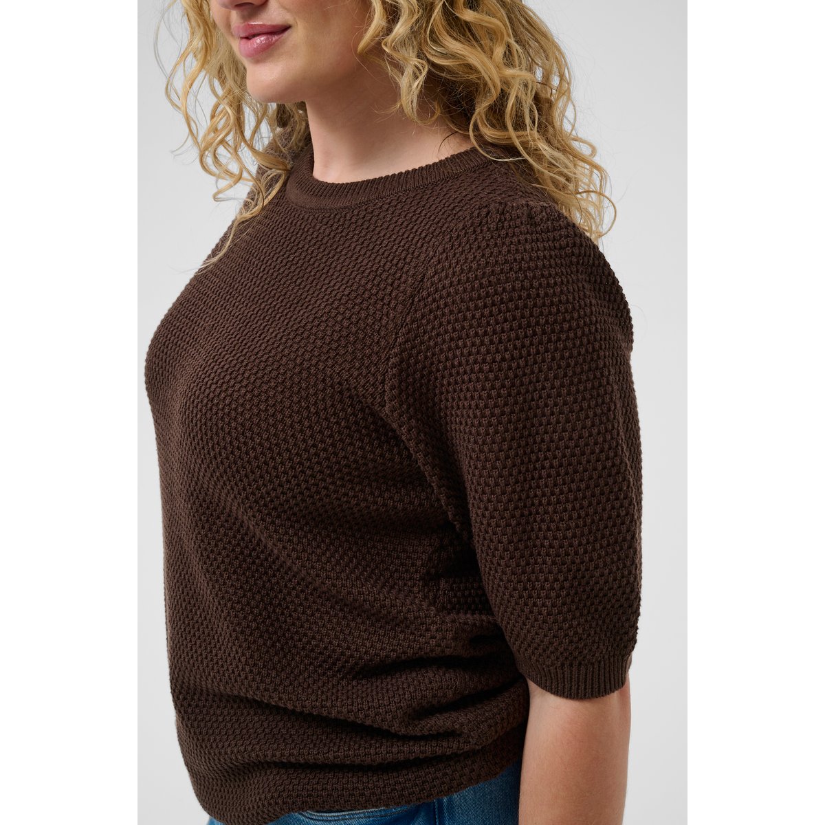 Pullover tricoté marron coffee bean, KAFFE CURVE