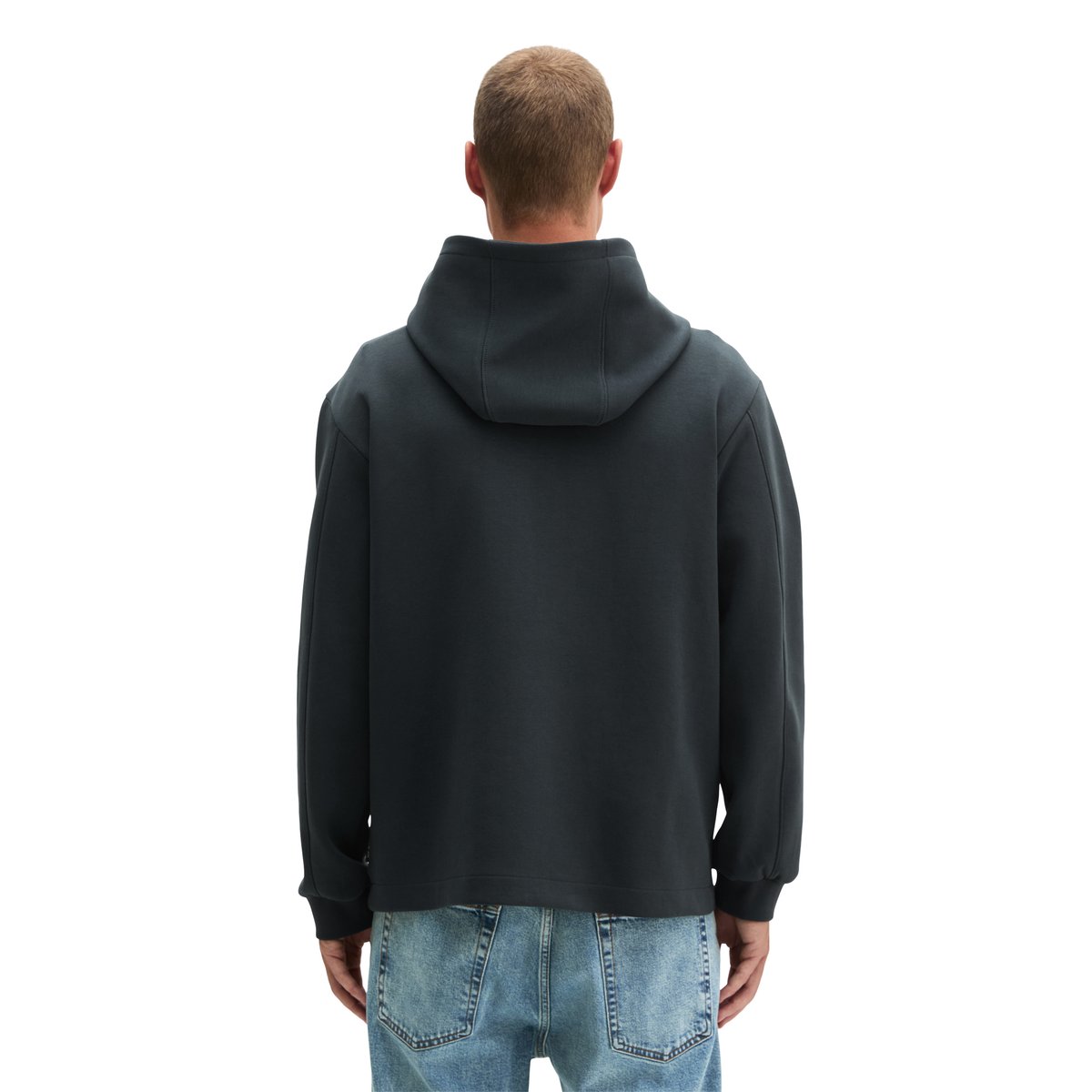 Veste à capuche coupe classique en molleton Scuba Interlock haut de gamme bleu, MARC O'POLO