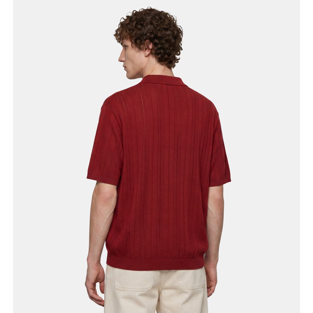 Polo tolico maille pointelle coton rouge foncé, GALERIES LAFAYETTE