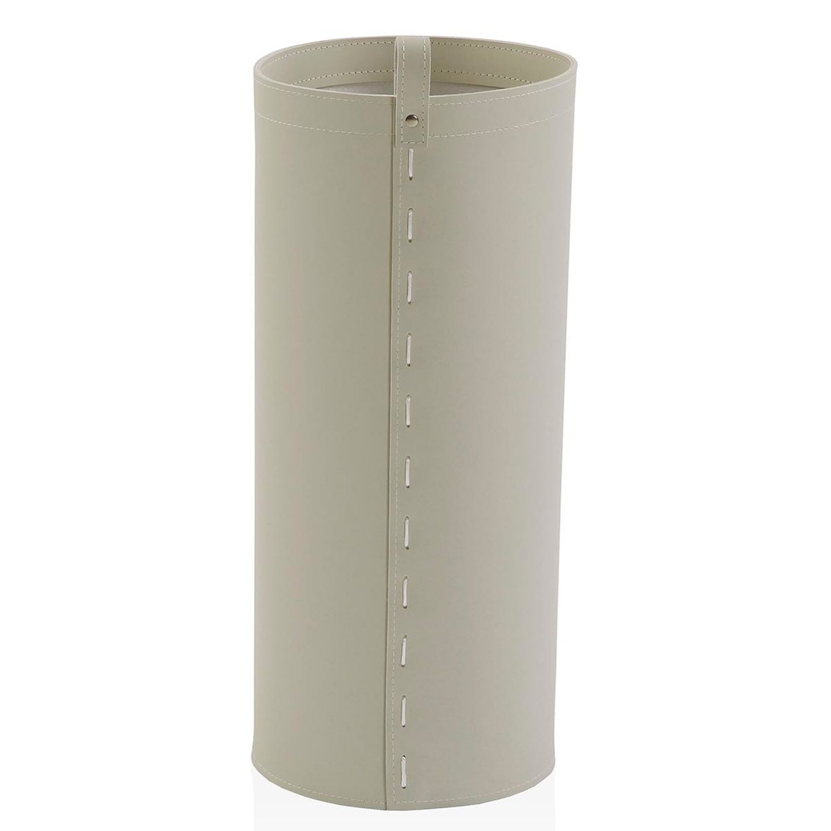 Porte-parapluies rond en similicuir beige crème 20x20x48cm beige, VERSA