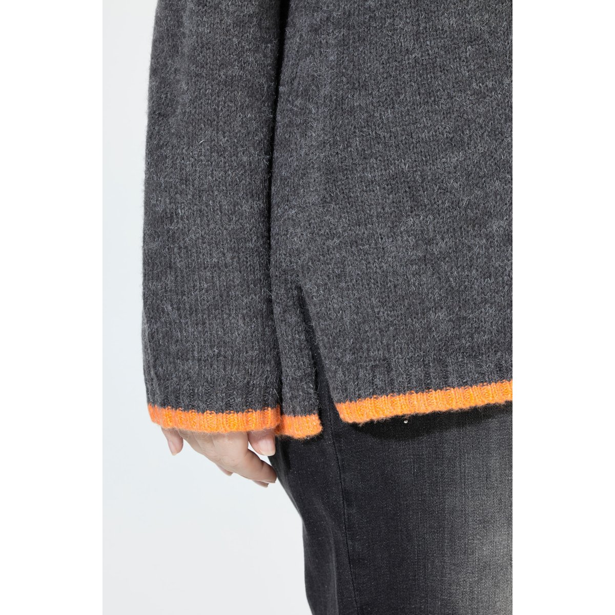 Pull manches longues et col en V gris graphite, ULLA POPKEN