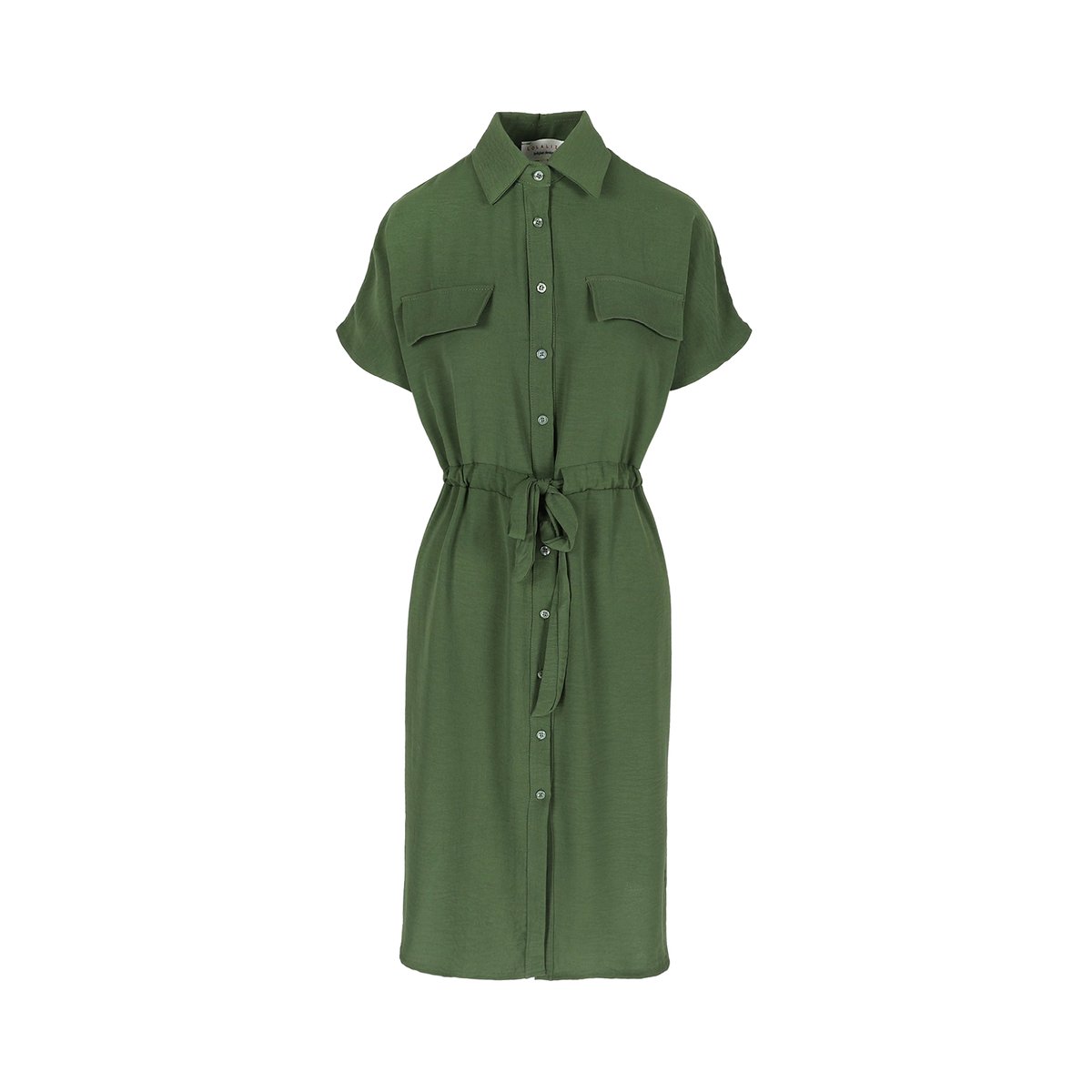 Robe-chemise mi-longue khaki, LOLALIZA