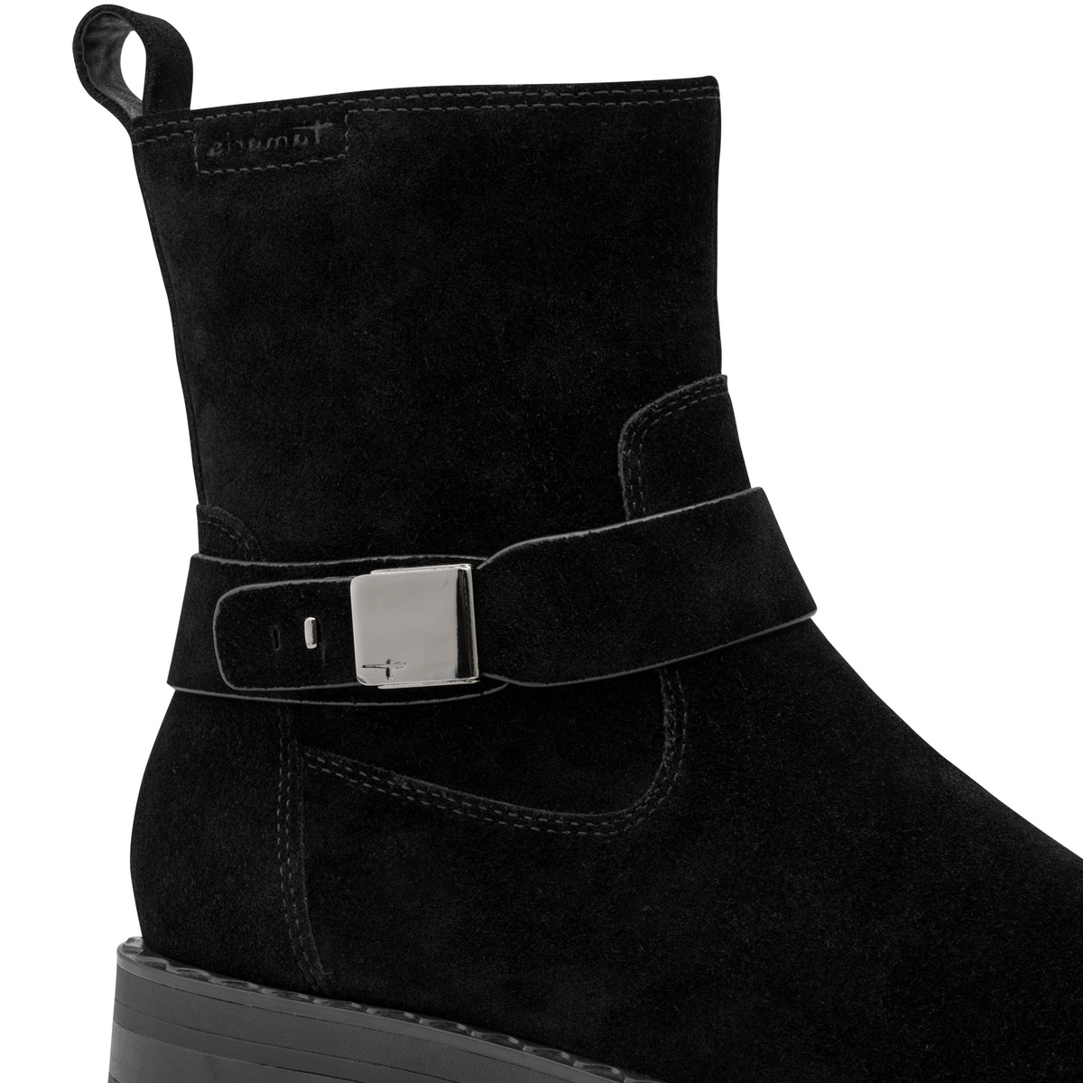 Bottine en cuir noir, TAMARIS