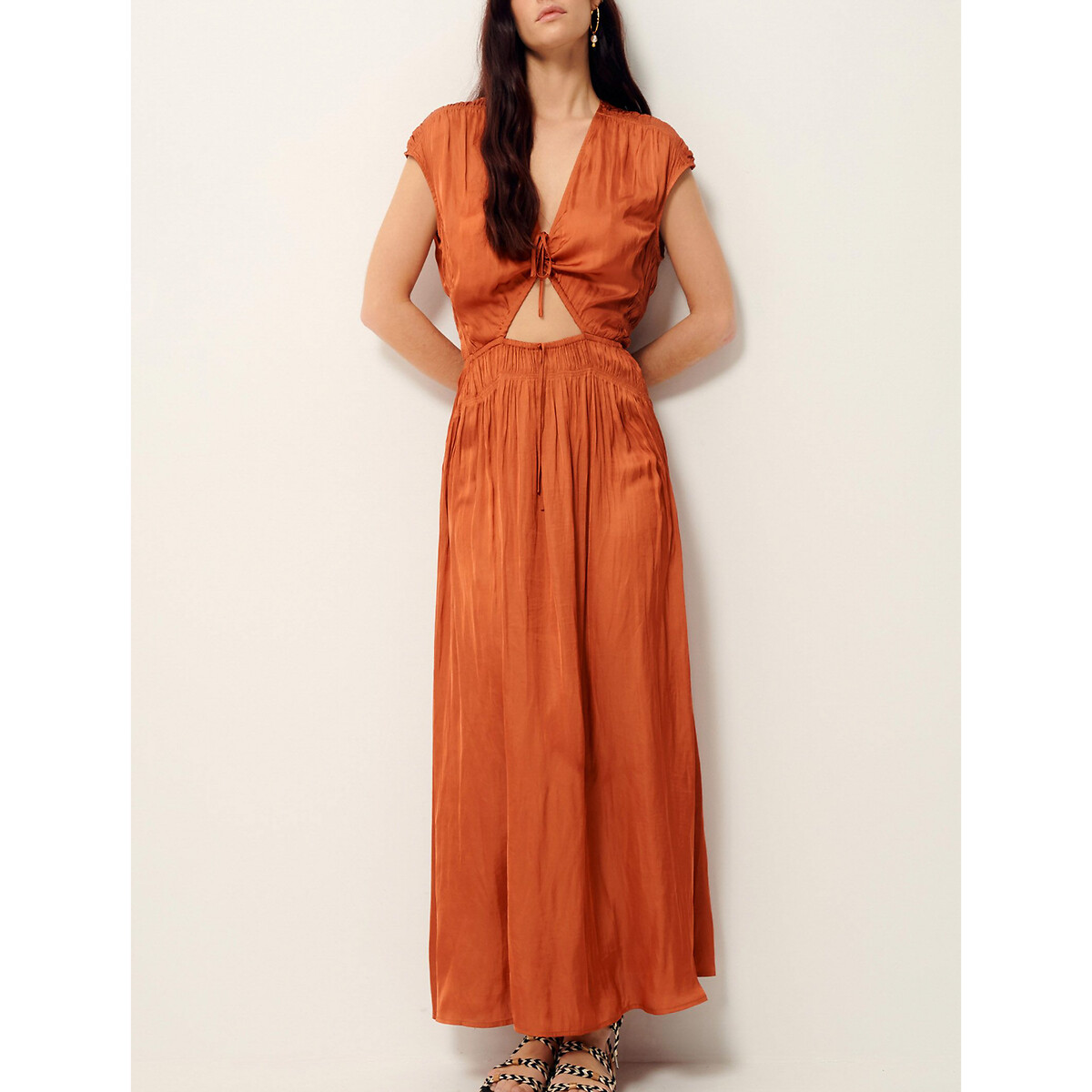 Robe longue en polyester VITTORIA rouille, SESSUN