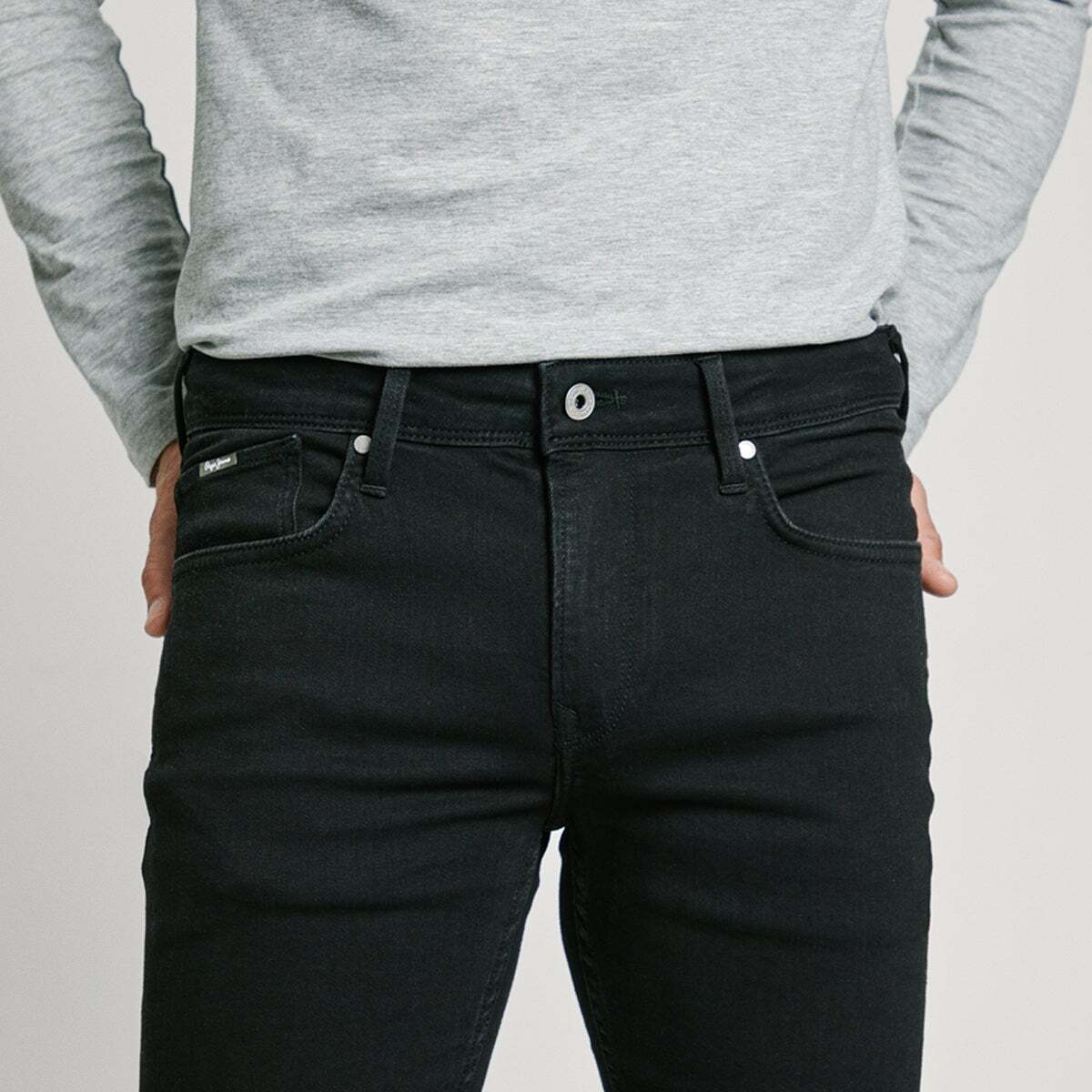 Jean Coupe Skinny, Taille Basse - Finsbury noir propre, PEPE JEANS