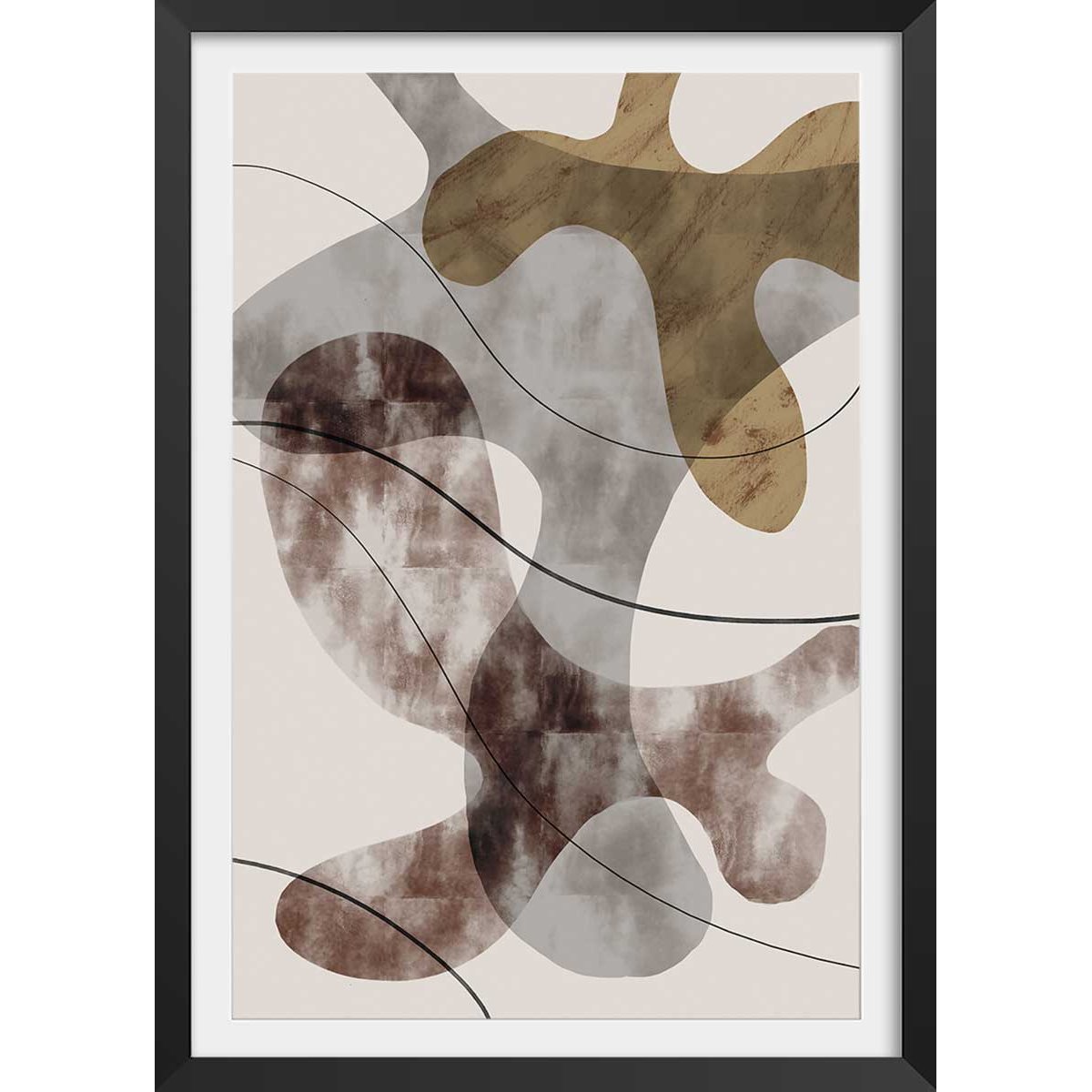 Affiche Organisme abstrait N°1 affiche + cadre en bois - noir, HEXOA