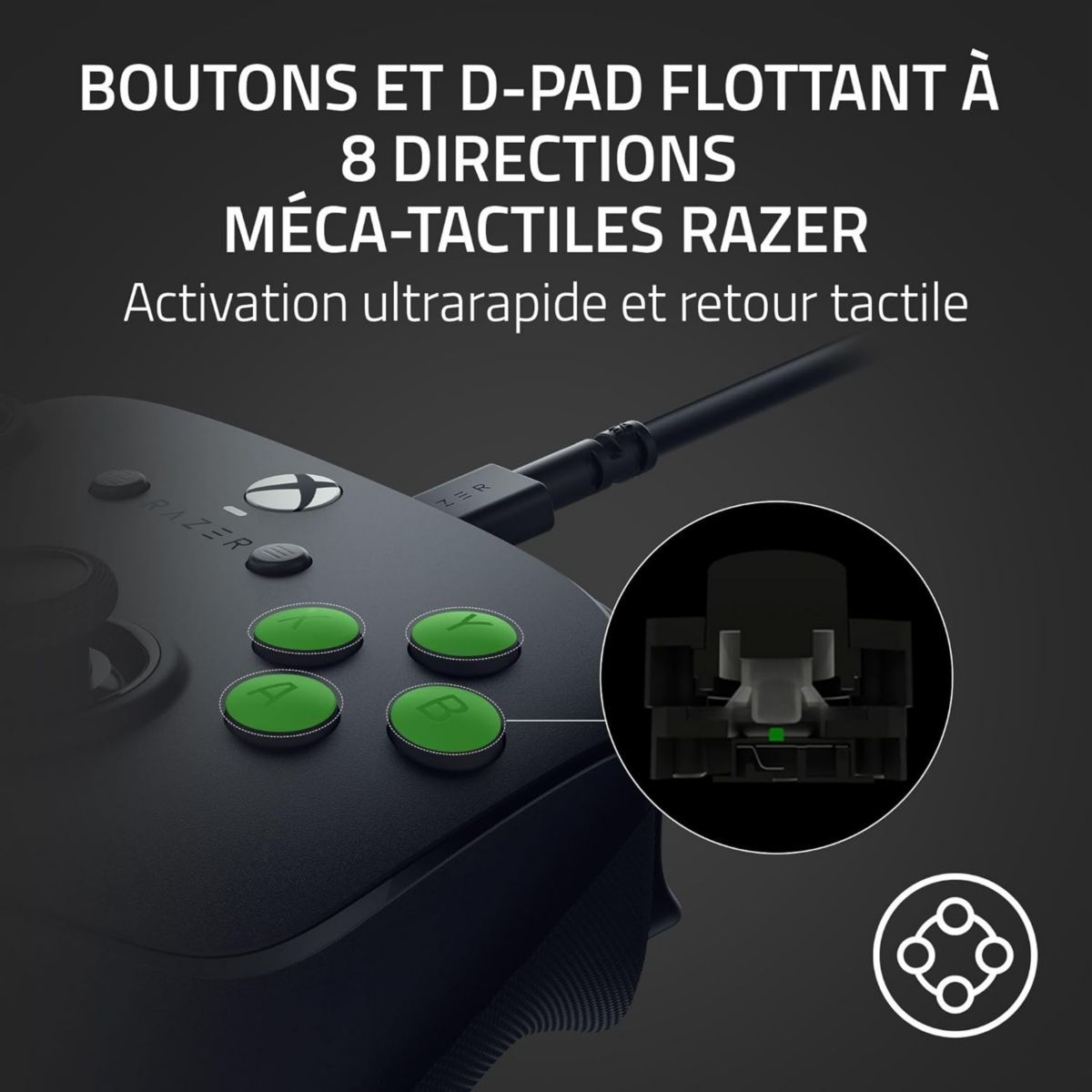 Manette Wolverine V3 Tournament Ed Noir couleur unique, RAZER