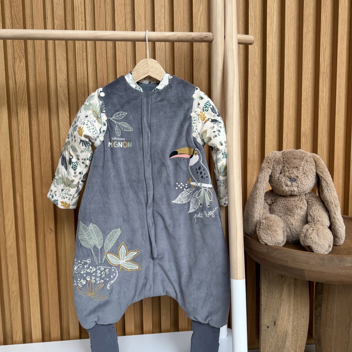 Turbulette d'hiver avec pieds retroussables et manches amovibles Boavista gris, PETIT BEGUIN