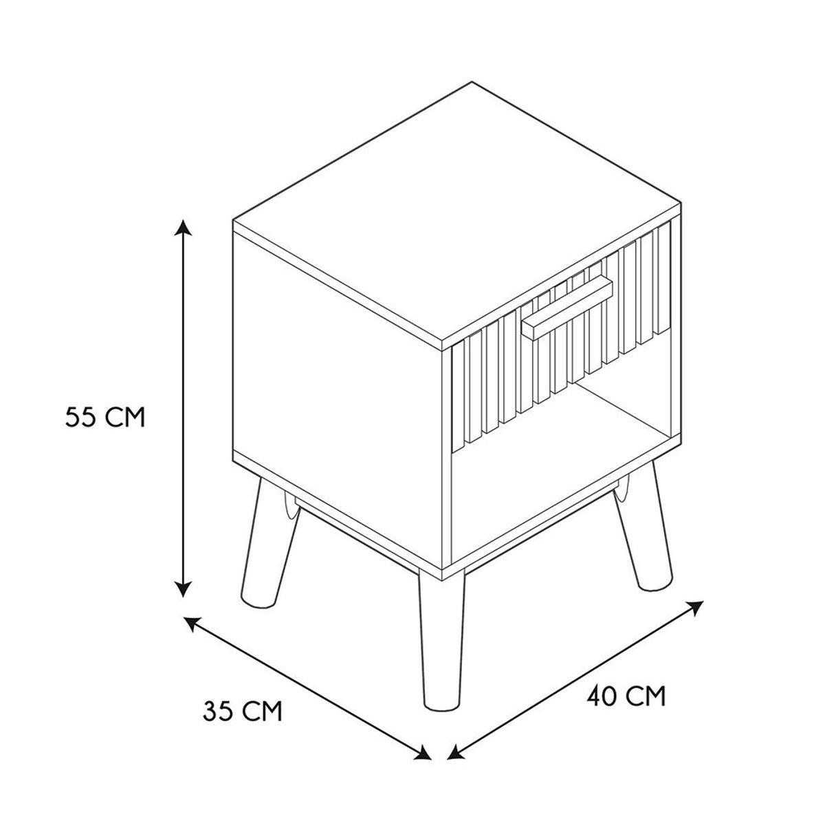 Table de chevet 1 tiroir Klaus beige, DECORATIE