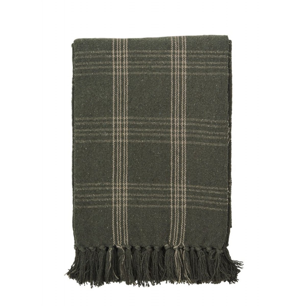 Plaid à carreaux coton recyclé vert, MADAM STOLTZ