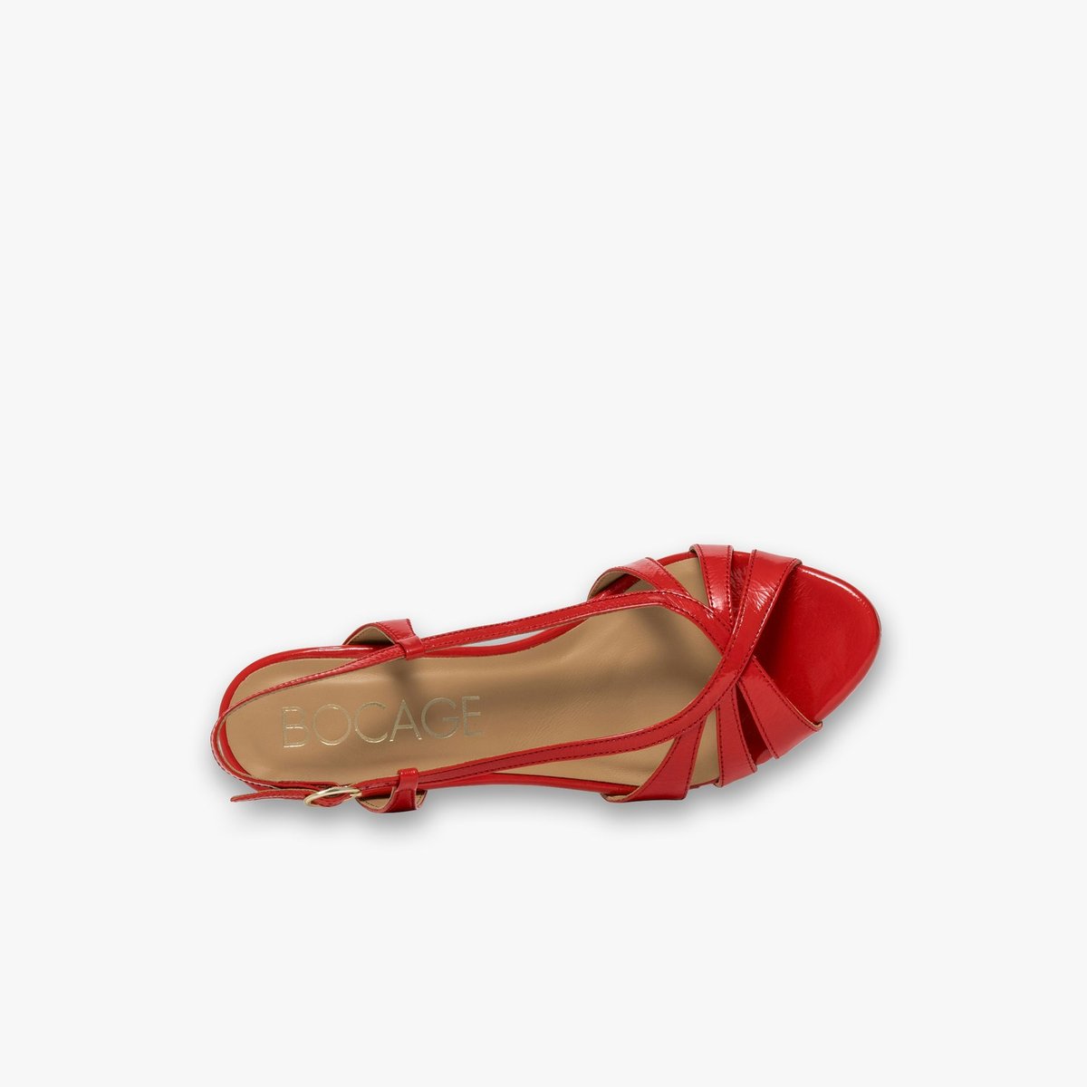 Sandale À Talon en cuir HERMIINE rouge coquelicot, BOCAGE