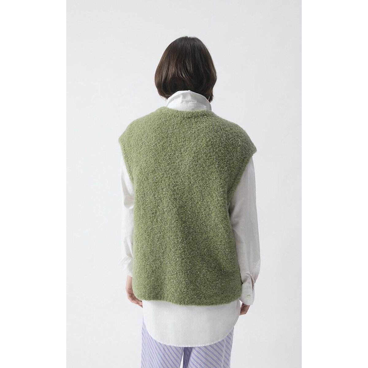 Pull sans manches col rond, ZOLLY kaki clair, AMERICAN VINTAGE