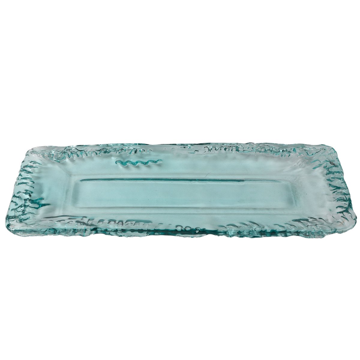 Plat rectangulaire en verre recyclé 48x23x4cm vert, WADIGA