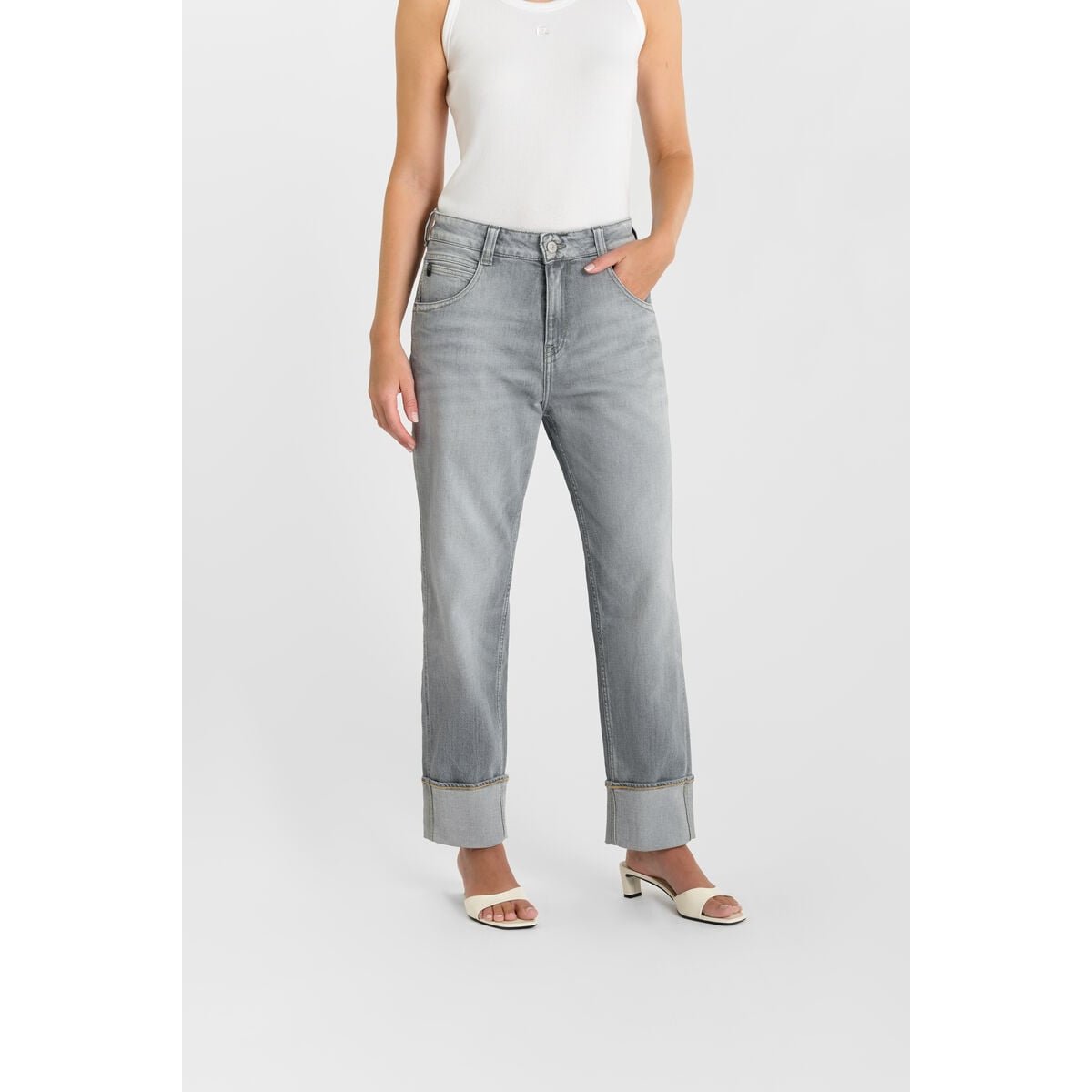Jeans loose, large 400/60 girlfriend , 7/8ème grey, LE TEMPS DES CERISES