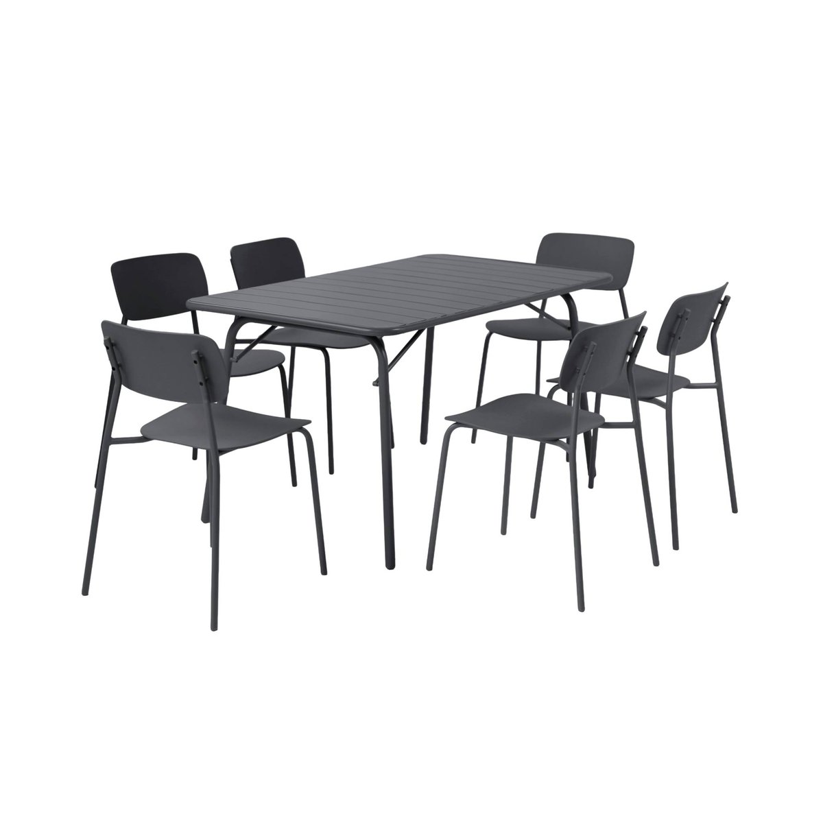 Table de jardin pliante métal + 6 assises AMÉLIA + LIVA anthracite, SWEEEK