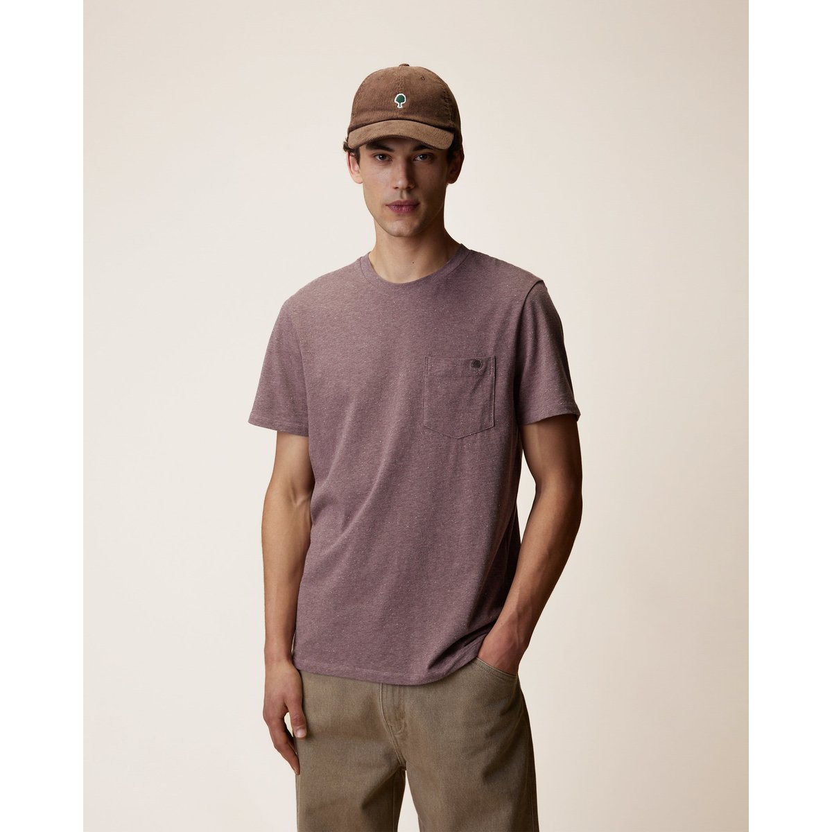 T-shirt en maille violet grisé, FAGUO