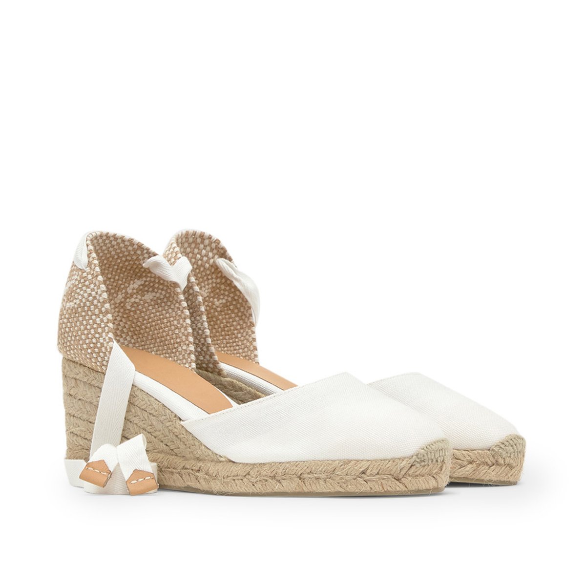 Espadrilles compensées à lacets avec plateforme tressée CARINA PLATFORM blanc, CASTANER