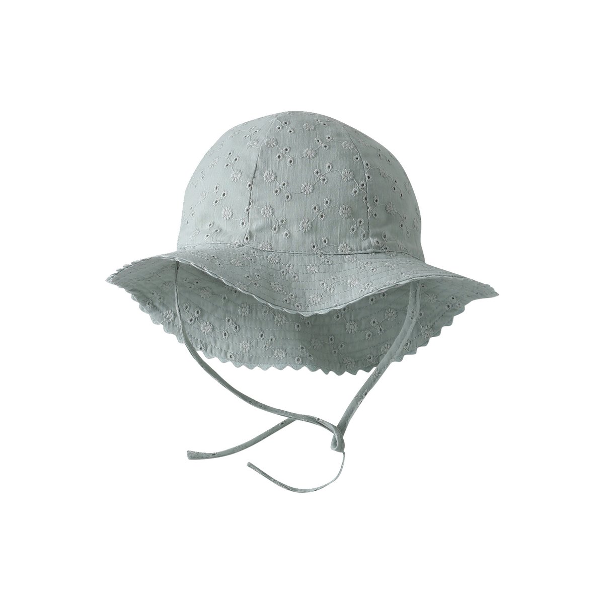 Chapeau en broderie anglaise bébé vert sauge, VERTBAUDET