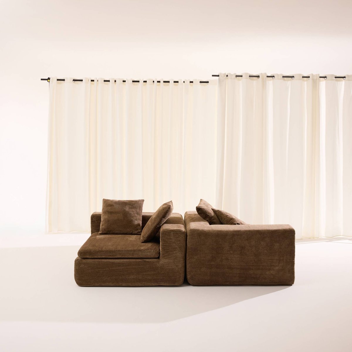 Canapé compressé modulable tissu chenille 3 places MOVI blanc, SWEEEK