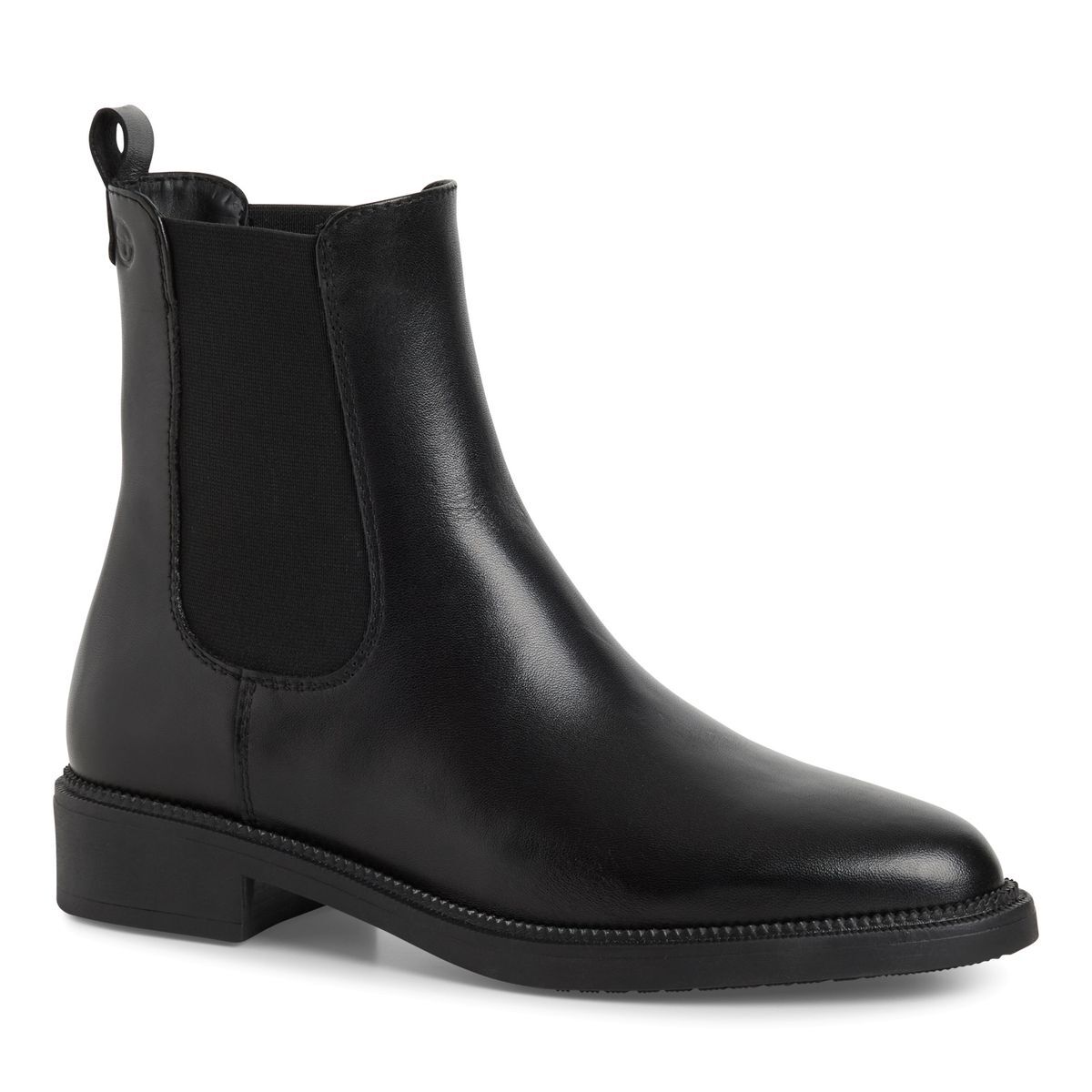 Bottine Chelsea en cuir noir, TAMARIS