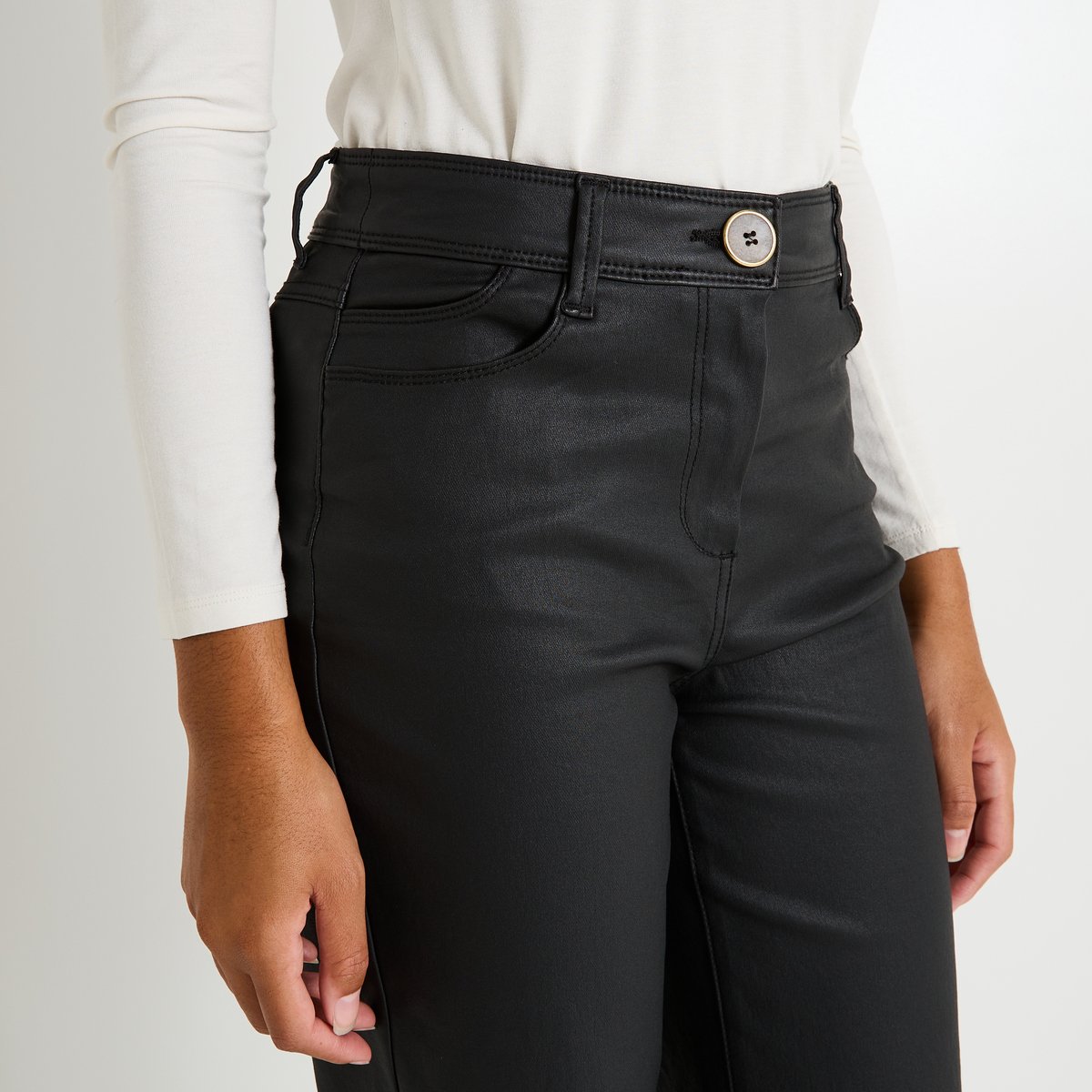 Jean flare raccourci EKANSAS RF02 noir, GRAIN DE MALICE