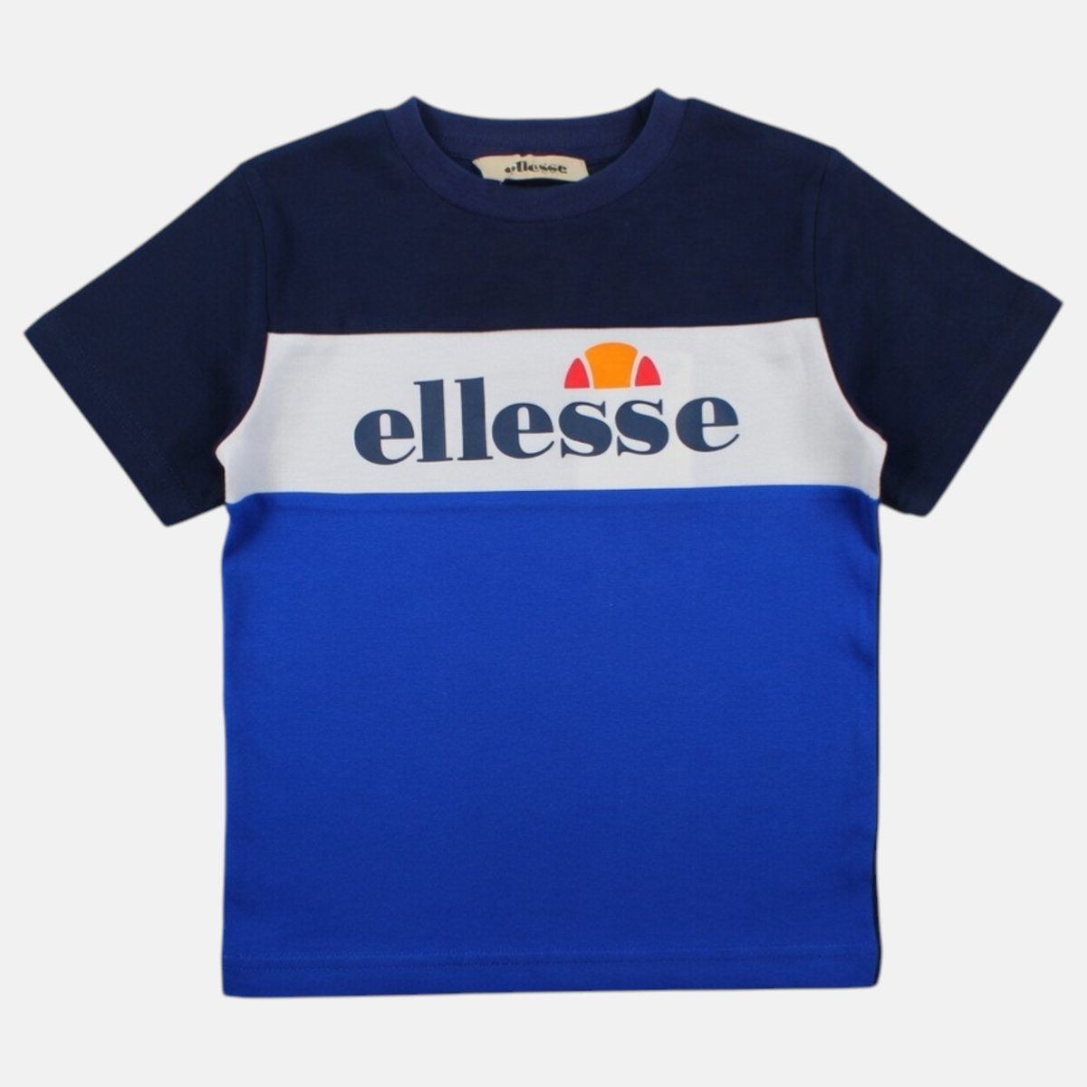 T-shirt manches courtes imprimé, col rond BLOCK PARTY bleu marine, ELLESSE