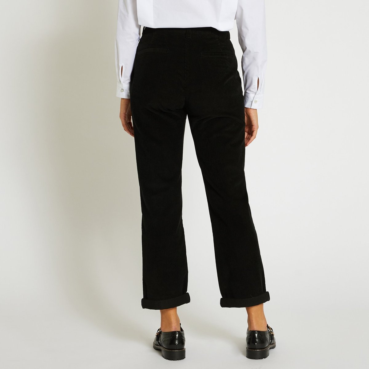 Pantalon en velours droit en coton BIO GOTS noir, MONOPRIX