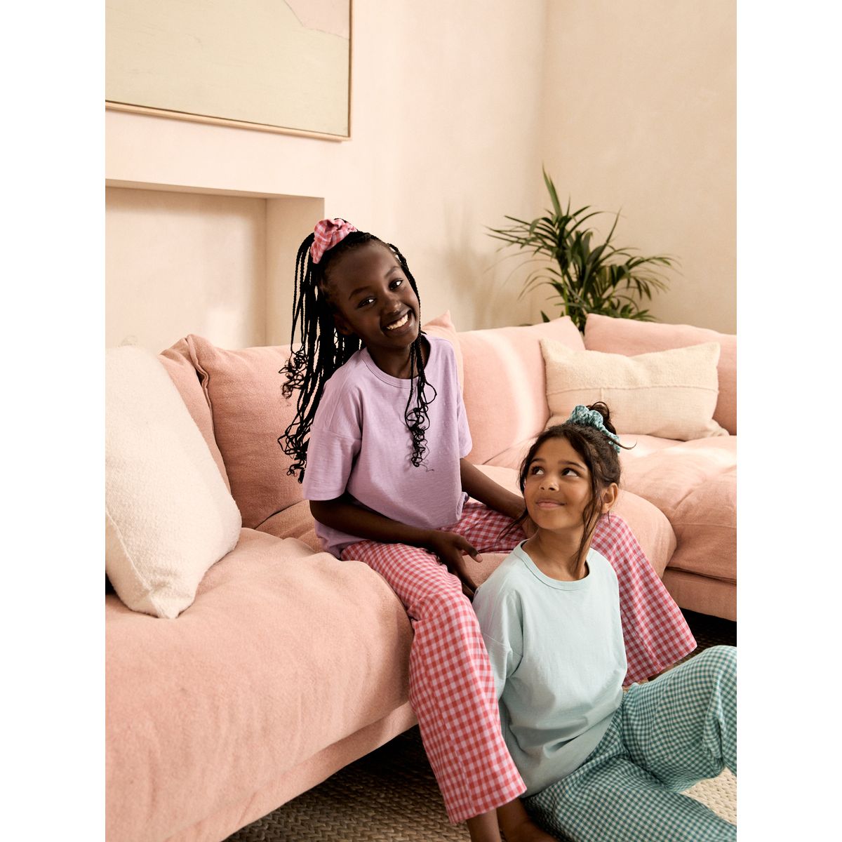 Pyjama large tissé, lot de 2 rose/vert, NEXT