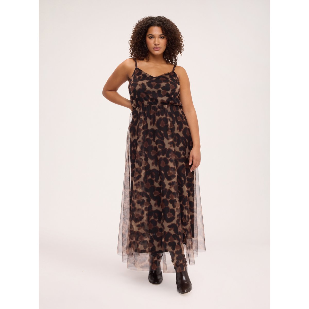 Robe longue imprimé animalier marron, FIORELLA RUBINO
