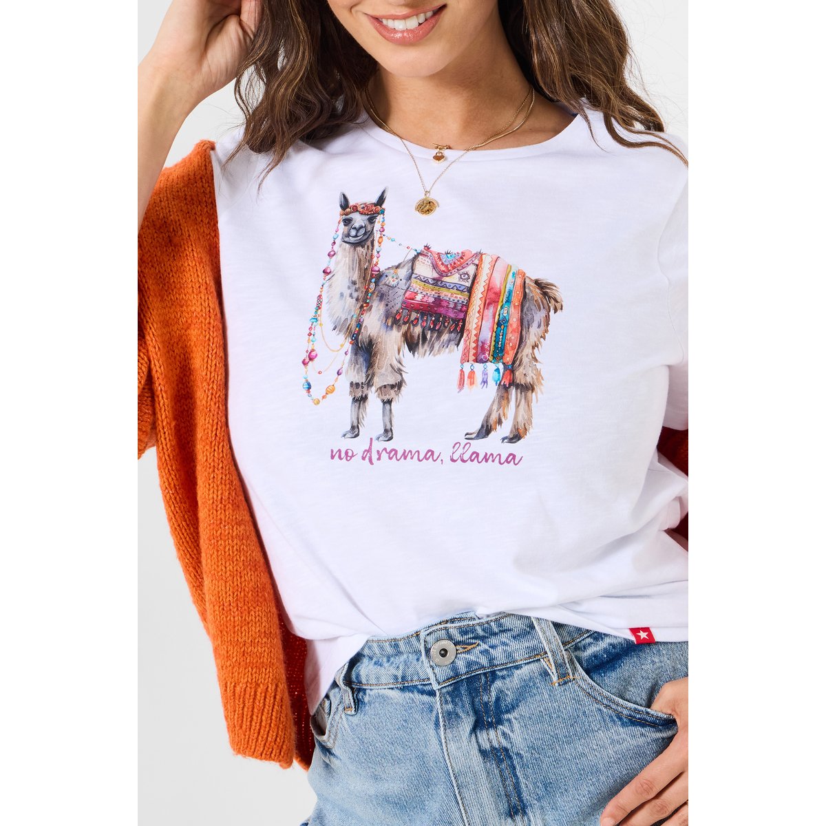 T-shirt à motif lama blanc, JOE BROWNS