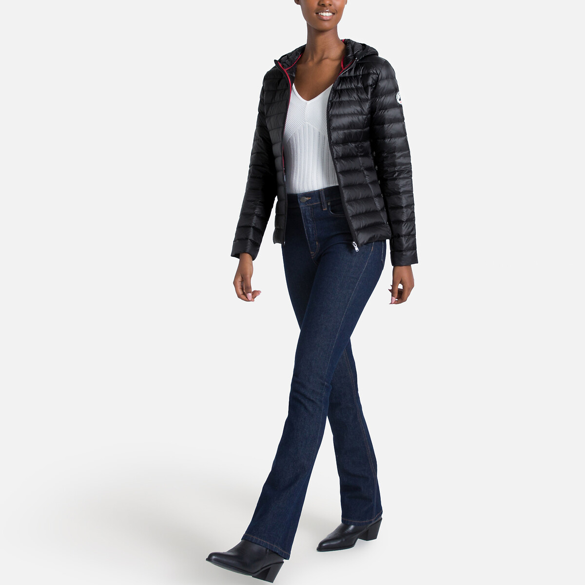 Cloe Quilted Padded Jacket with Hood and Zip Fastening black, JOTT