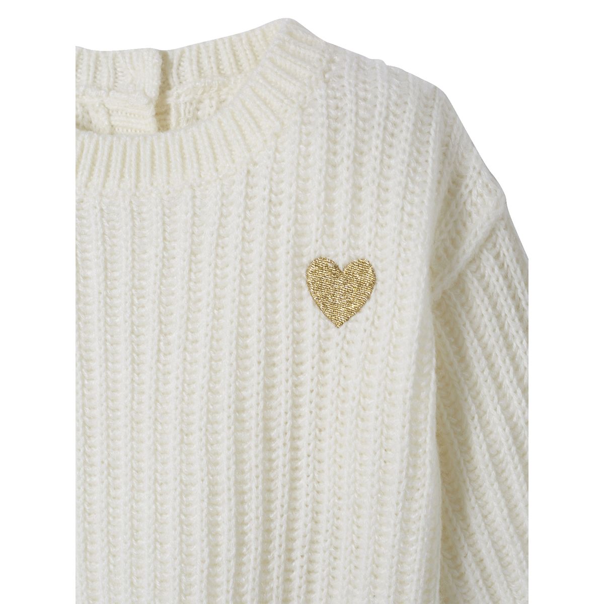 Pull tricot coeur doré ivoire, VERTBAUDET
