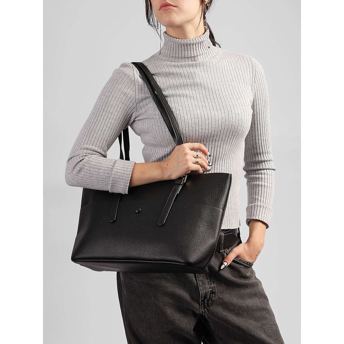 sac porté épaule New grained black, GALLANTRY