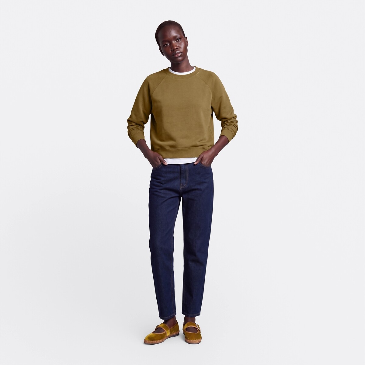 Signatures Pauline Organic Cotton Mom Jeans untreated blue, LA REDOUTE COLLECTIONS