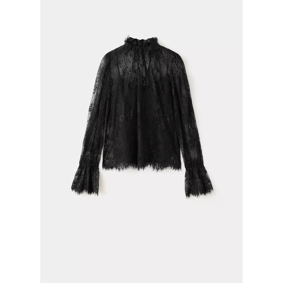 Blouse en dentelle semi-transparente noir, MANGO