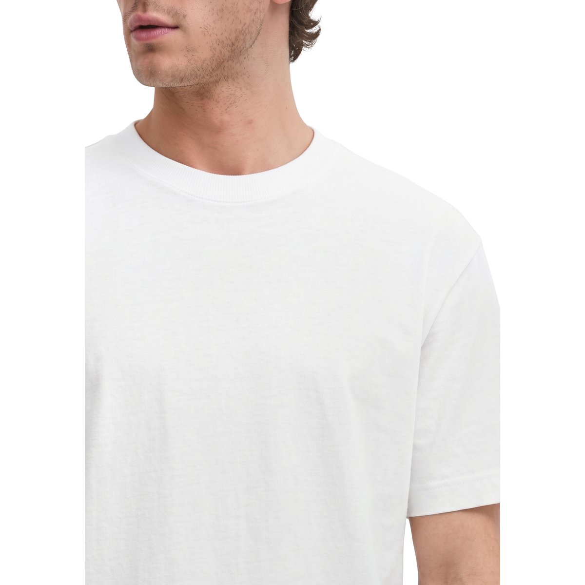 T-shirt relaxed en jersey de coton bio épais blanc, MARC O'POLO
