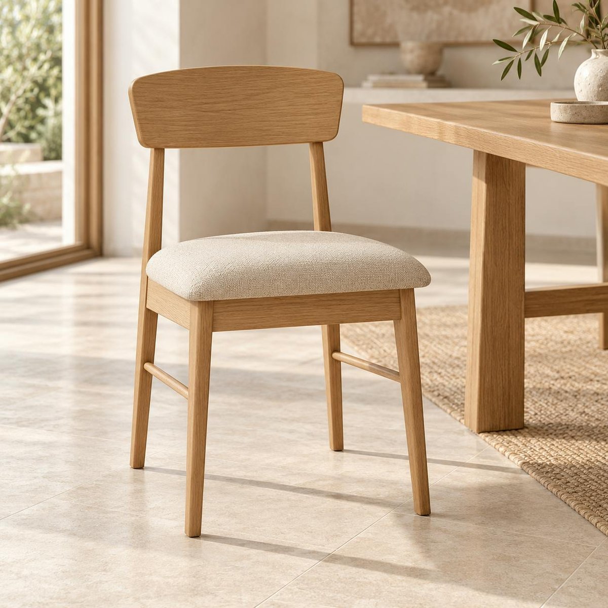 Chaise vintage bois et tissu (lot de 2) ORBE bois clair, PIER IMPORT