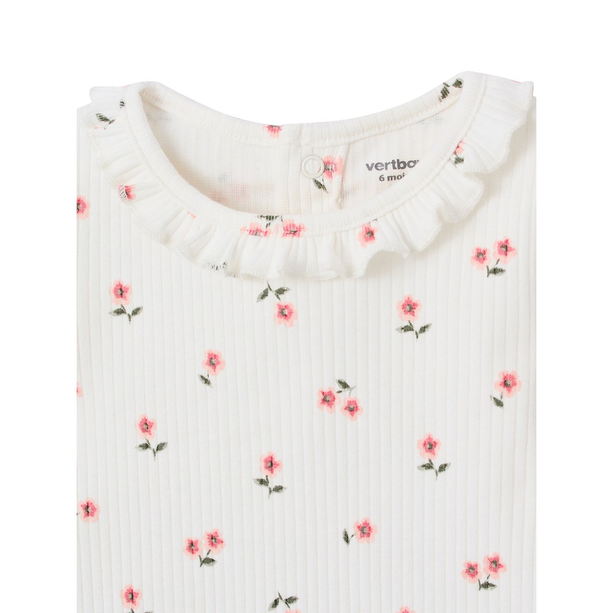 T-shirt bébé en maille côtelée manches longues rose pâle, VERTBAUDET