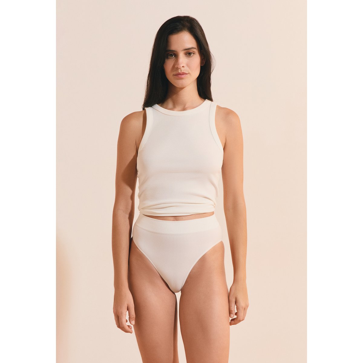 Culotte midi échancrée LOUISON BAC ecru, ETAM