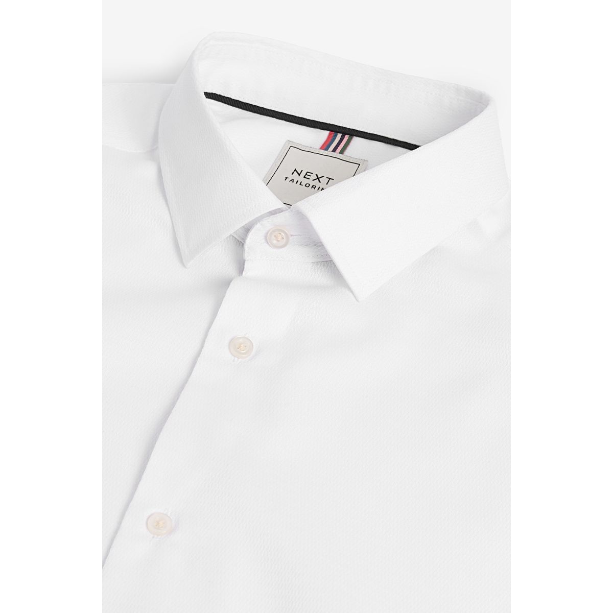 Chemise texturée slim à poignet, lot de 3 blanc/bleu, NEXT