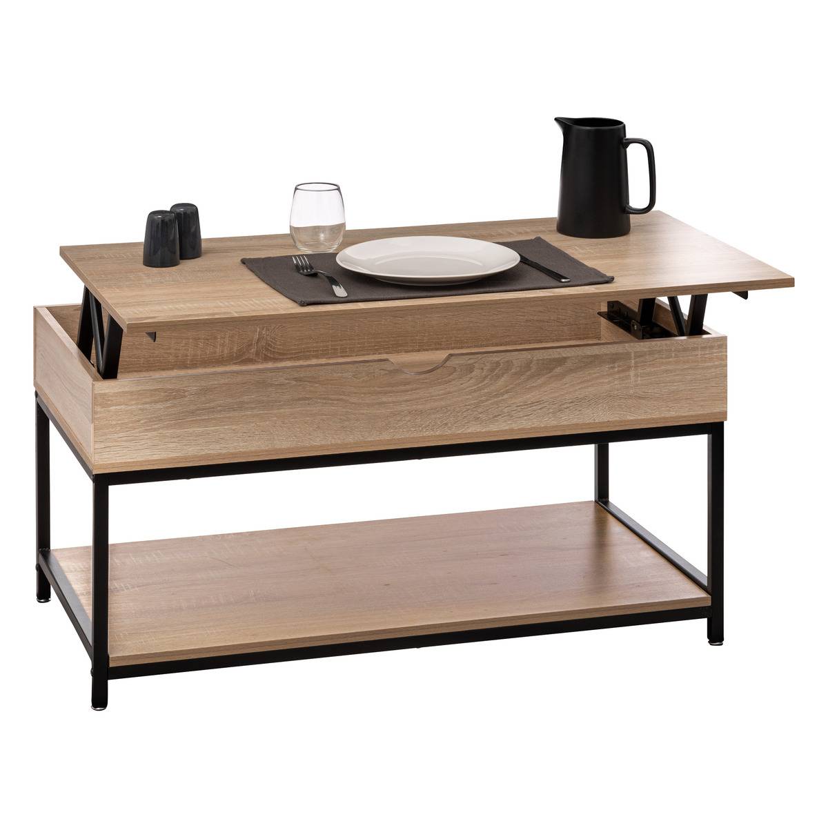 Table basse plateau relevable avec rangement ALIAJ beige, 5FIVE SIMPLY SMART