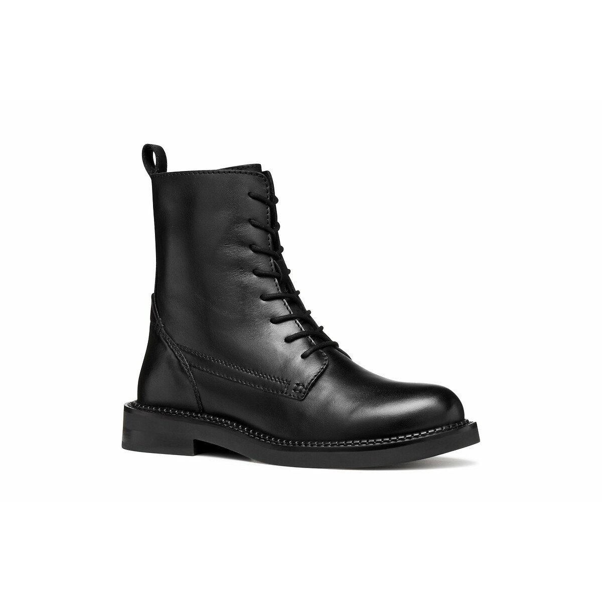 Serilda Breathable Ankle Boots in Leather with Lace-Up Fastening black, GEOX