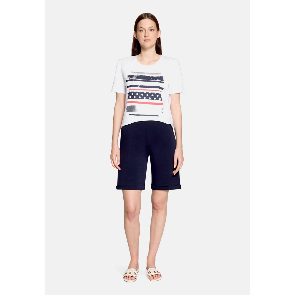 T-shirt basique à impression patch white/dark blue, BETTY BARCLAY