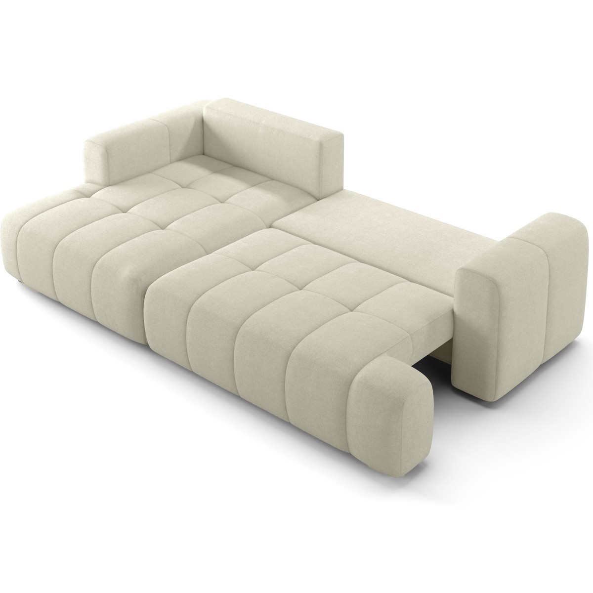 Canapé d'angle à gauche convertible 4 places en tissu chenille - ouverture rapide - KARL beige, HOMIFAB
