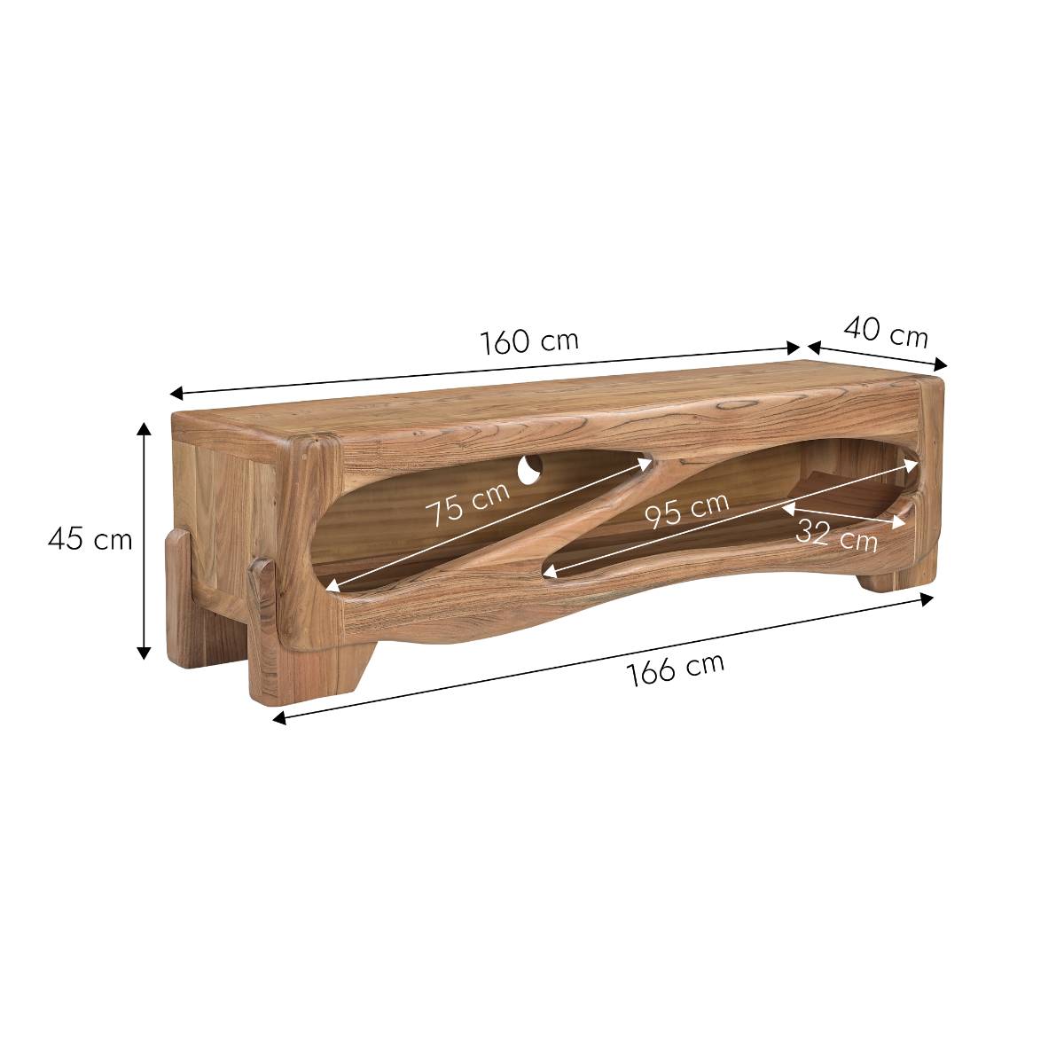 Meuble TV en bois d'acacia TRINITE bois clair, MADE IN MEUBLES