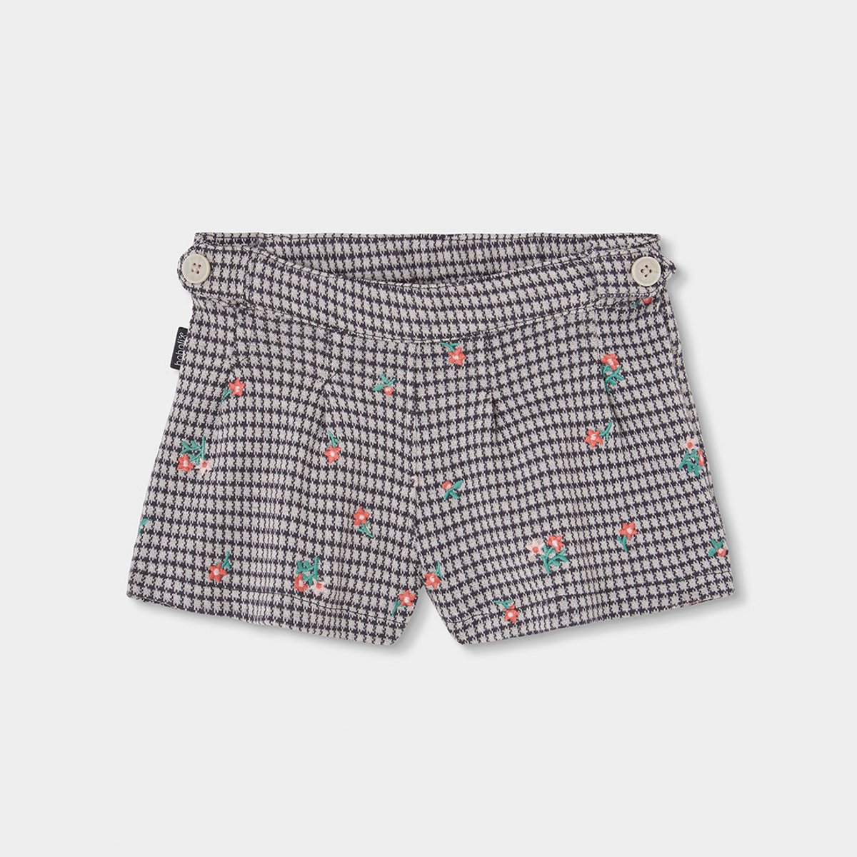 Jupe-culotte maille carreaux brodée fleurs fille multicolore, BOBOLI