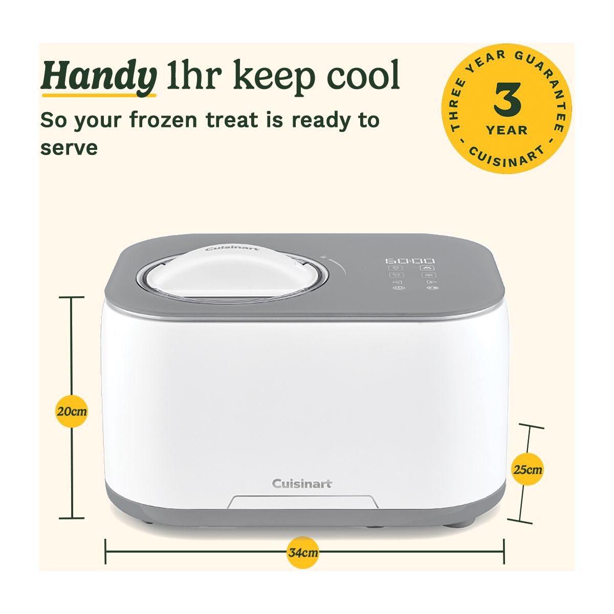 Sorbetière ICE90E Machine à glace et à gelato couleur unique, CUISINART