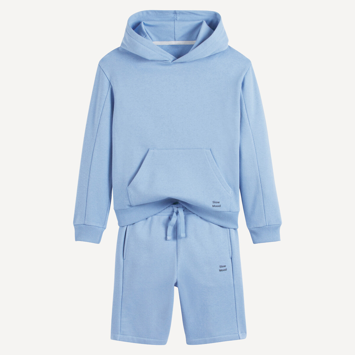 Fleece Hoodie and Shorts Set blue, LA REDOUTE COLLECTIONS